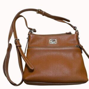 Dooney & Bourke Brown Pebbled Leather Crossbody Bag With Adjustable Strap